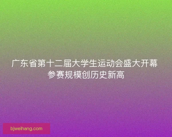 广东省第十二届大学生运动会盛大开幕 参赛规模创历史新高